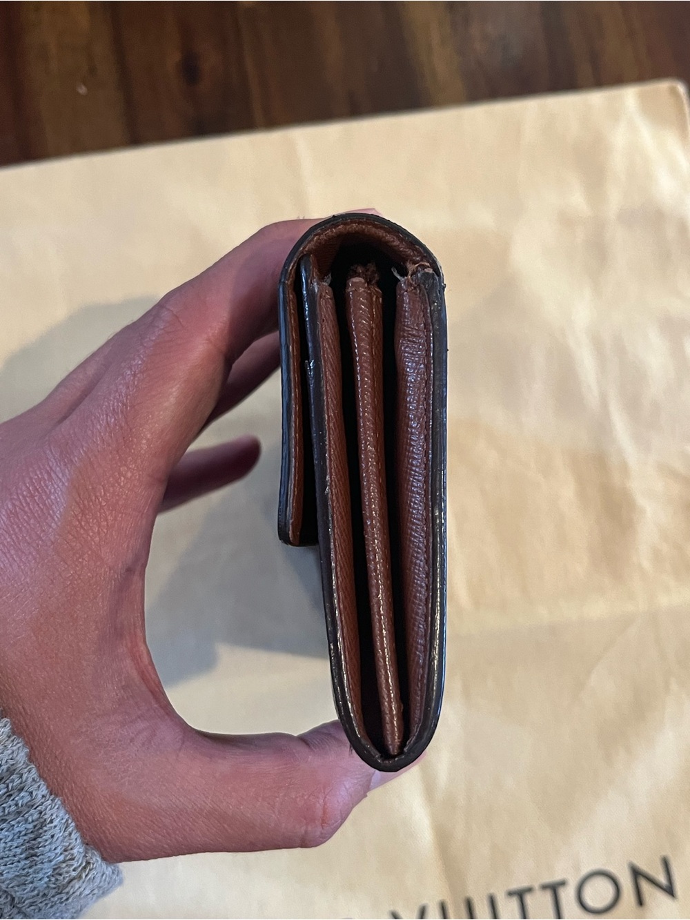 Louis Vuitton Monogram Canvas Dark Brown Continental Wallet with Gold Snap - Picture 5 of 7